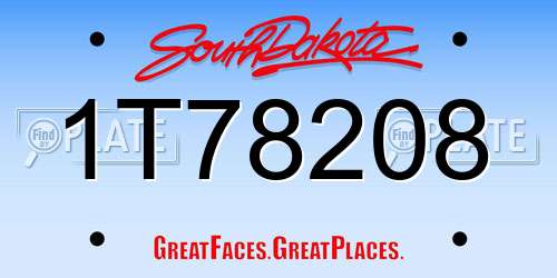 1T78208 South Dakota License Plate