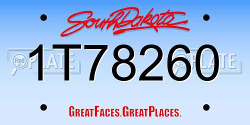 1T78260 South Dakota License Plate