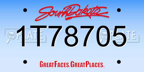 1T78705 South Dakota License Plate