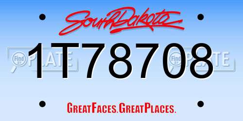 1T78708 South Dakota License Plate