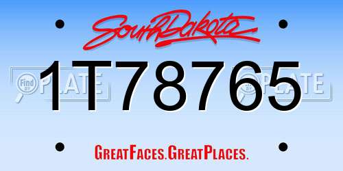 1T78765 South Dakota License Plate