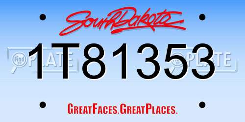 1T81353 South Dakota License Plate