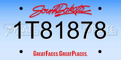 1T81878 South Dakota License Plate