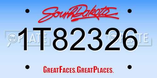 1T82326 South Dakota License Plate