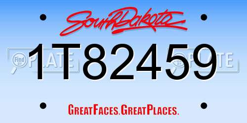 1T82459 South Dakota License Plate