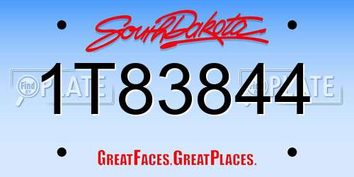 1T83844 South Dakota License Plate