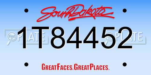 1T84452 South Dakota License Plate
