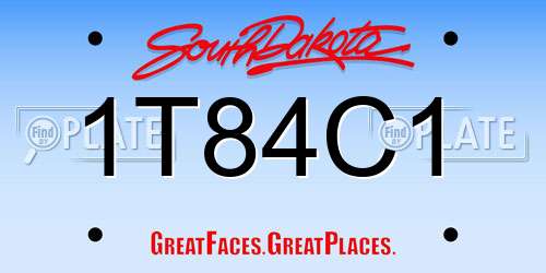 1T84C1 South Dakota License Plate