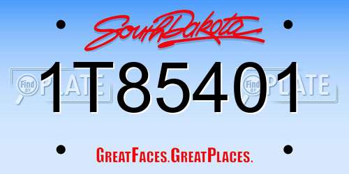 1T85401 South Dakota License Plate