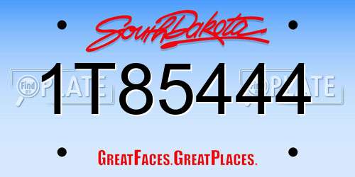 1T85444 South Dakota License Plate