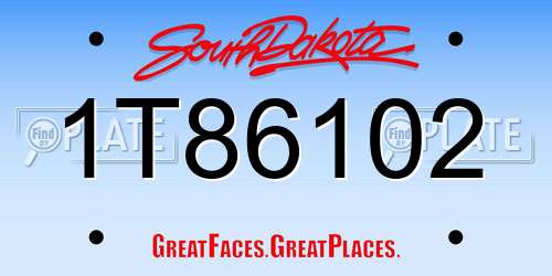 1T86102 South Dakota License Plate