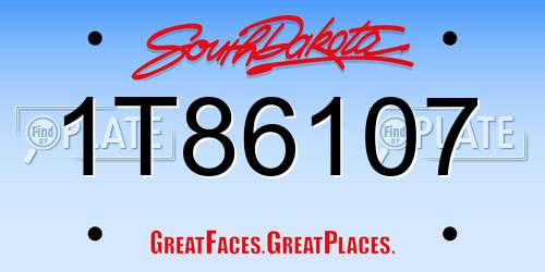 1T86107 South Dakota License Plate