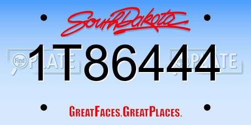 1T86444 South Dakota License Plate