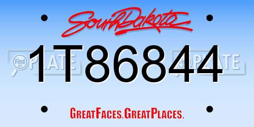 1T86844 South Dakota License Plate