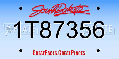 1T87356 South Dakota License Plate