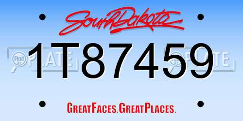1T87459 South Dakota License Plate