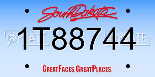 1T88744 South Dakota License Plate