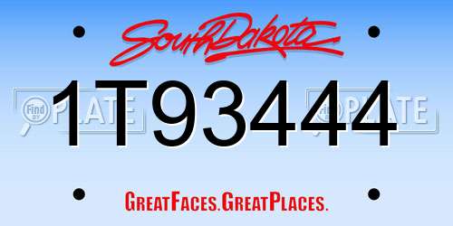 1T93444 South Dakota License Plate