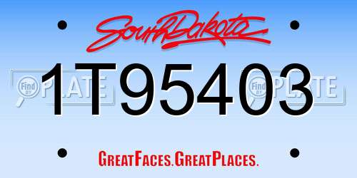 1T95403 South Dakota License Plate