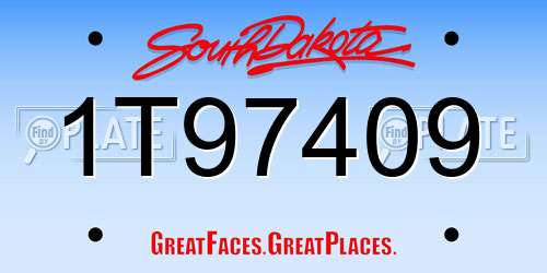 1T97409 South Dakota License Plate