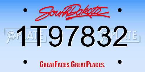 1T97832 South Dakota License Plate