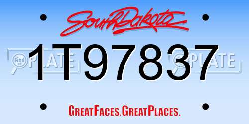 1T97837 South Dakota License Plate