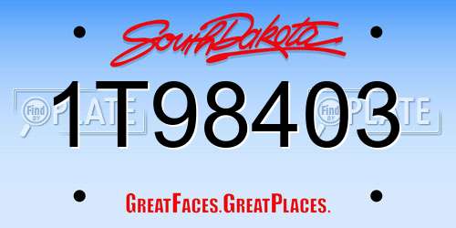 1T98403 South Dakota License Plate