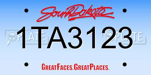 1TA3123 South Dakota License Plate