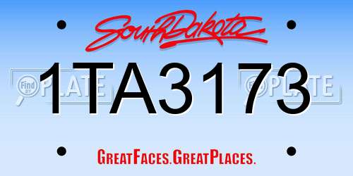 1TA3173 South Dakota License Plate