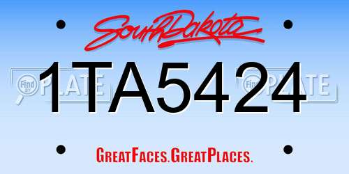1TA5424 South Dakota License Plate