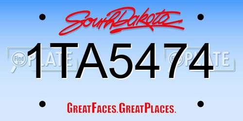 1TA5474 South Dakota License Plate