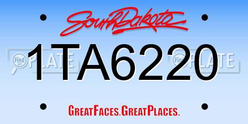 1TA6220 South Dakota License Plate