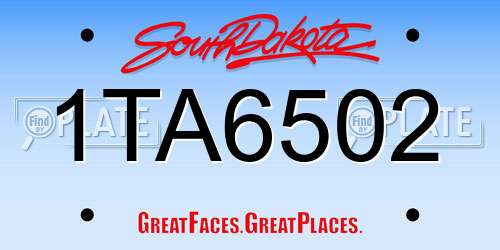 1TA6502 South Dakota License Plate
