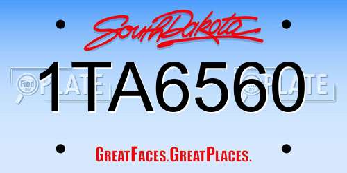 1TA6560 South Dakota License Plate