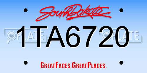 1TA6720 South Dakota License Plate