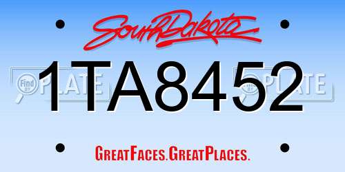 1TA8452 South Dakota License Plate