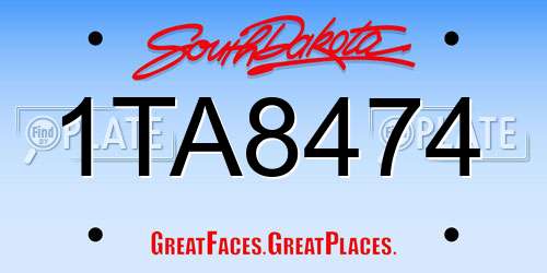 1TA8474 South Dakota License Plate