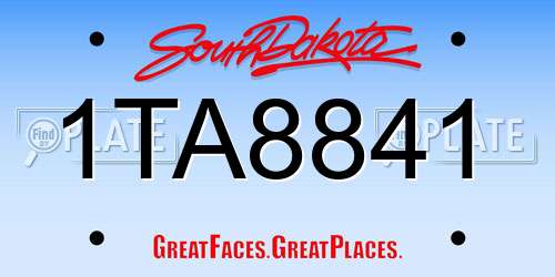 1TA8841 South Dakota License Plate