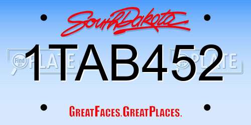 1TAB452 South Dakota License Plate