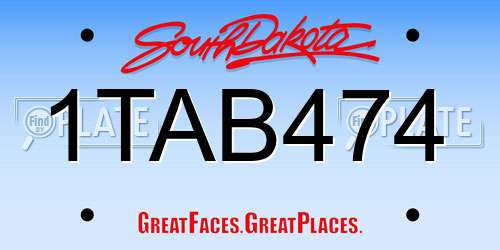 1TAB474 South Dakota License Plate