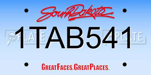 1TAB541 South Dakota License Plate