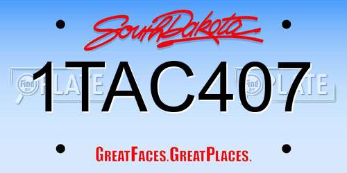 1TAC407 South Dakota License Plate