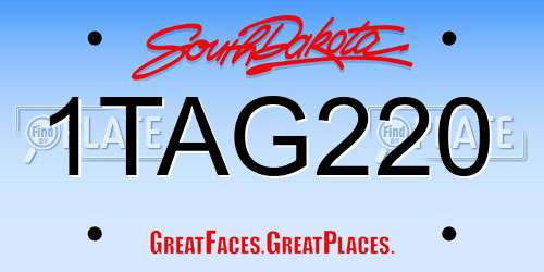 1TAG220 South Dakota License Plate