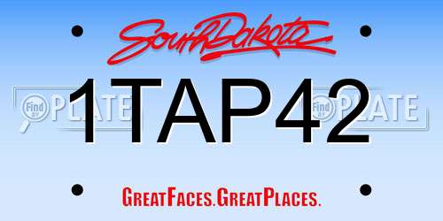 1TAP42 South Dakota License Plate