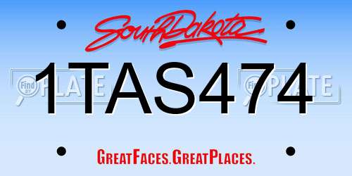 1TAS474 South Dakota License Plate