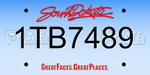 1TB7489 South Dakota License Plate