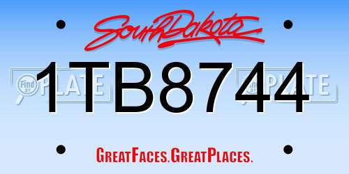1TB8744 South Dakota License Plate