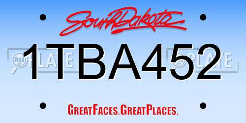 1TBA452 South Dakota License Plate