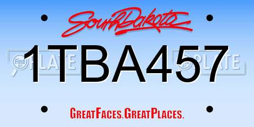 1TBA457 South Dakota License Plate