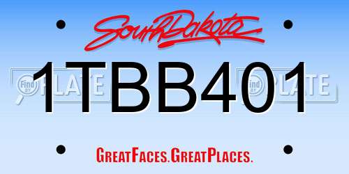 1TBB401 South Dakota License Plate